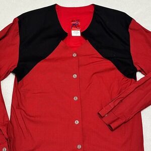 Roper Western Shirt Women Large Red Black Colorblock ButtonUp Excellent USA Made